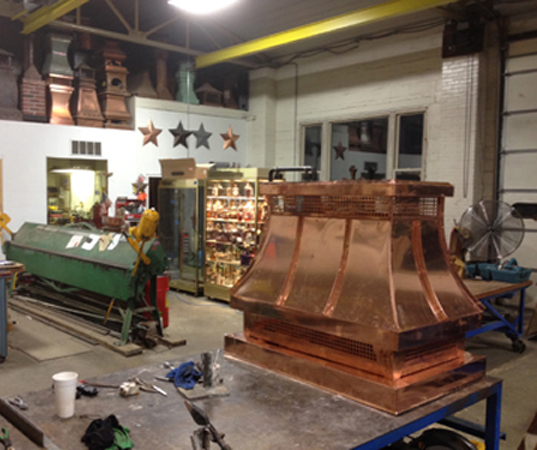 standing seam copper chimney shroud, copper shroud, sweep shroud