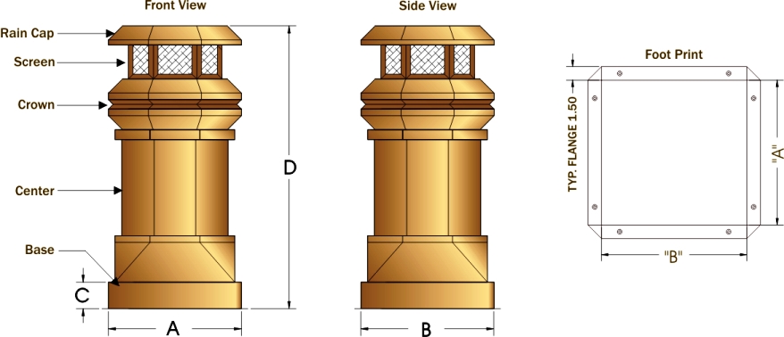 Tudor Chimney Pot Schematic Drawing